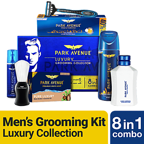 Park Avenue Luxury Grooming Collection For Men With Free Travel Pouch, 7 pcs