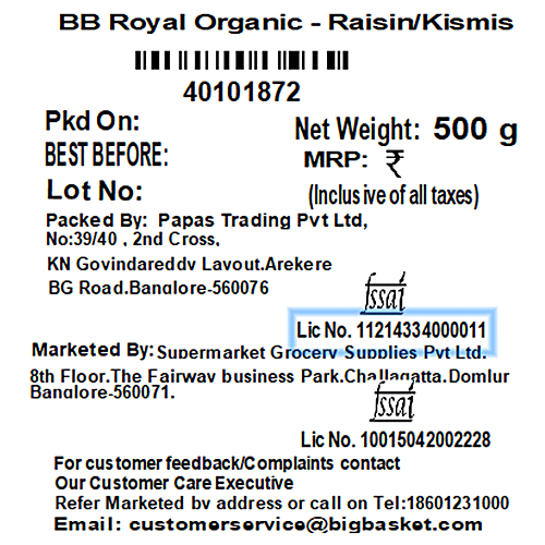 bb Royal Organic - Raisin/Kismis, 500 g  