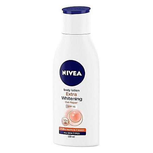 Nivea Natural Glow Cell Repair Body Lotion - SPF 15, Even Tone Complex, 50X Vitamin C, Brightens Skin, 120 ml  