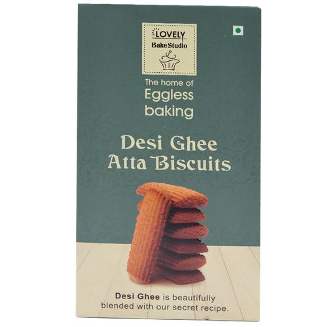 Buy Lovely Bake Studio Desi Ghee Atta Biscuits 100 Eggless Online at Best Price of Rs 225