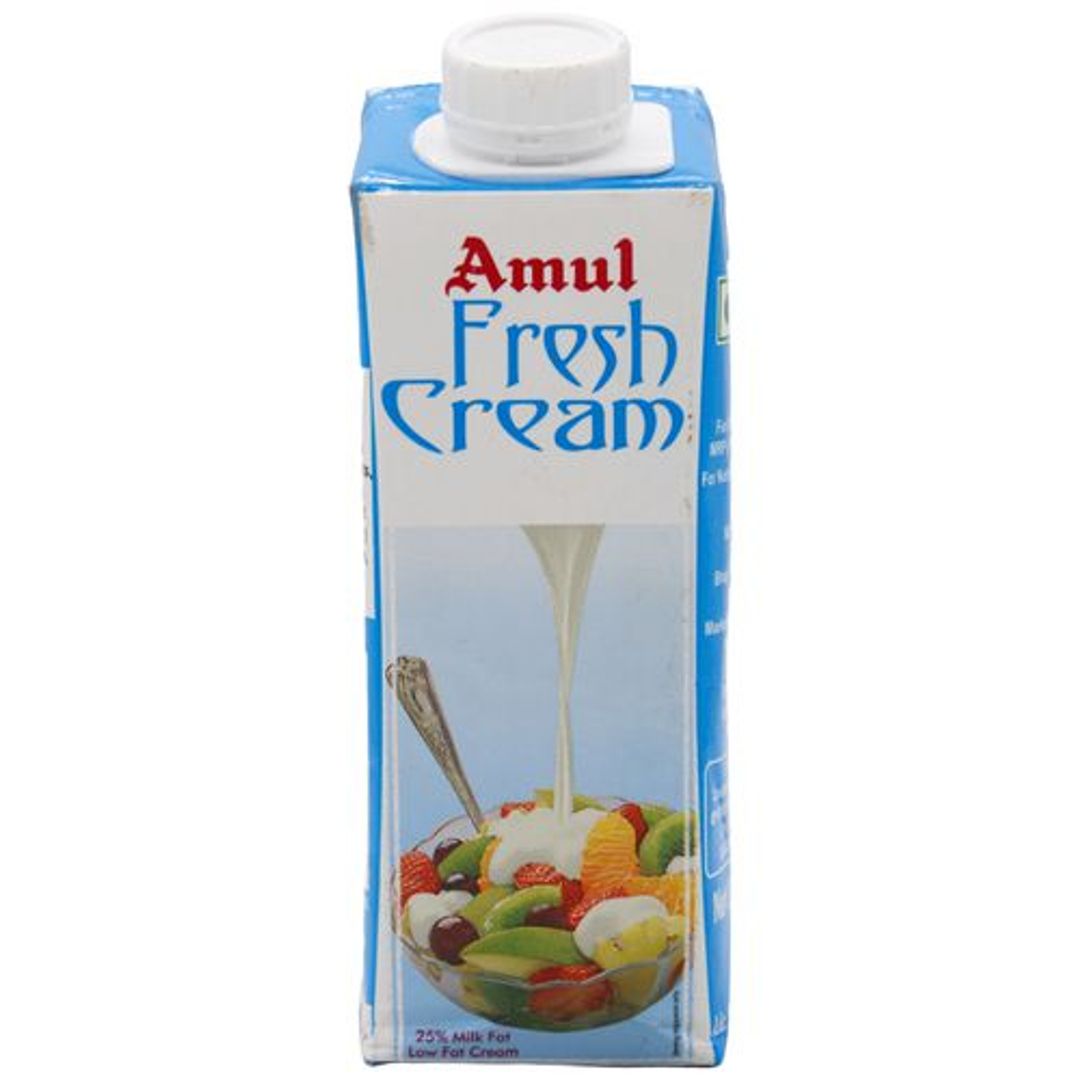 Amul Fresh Cream - 25% Milk Fat Low Fat, 250 ml 