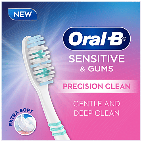 Oral-B Sensitive & Gums – Precision Clean Toothbrush, 1 pc  Upto 20X Thinner Cup Shaped Bristles