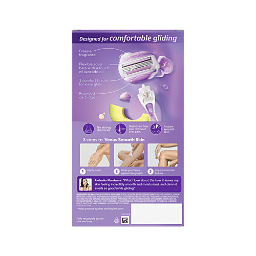 Gillette Venus Breeze Hair Removal Razor Blade/Refill - Gel Bar With Avocado Oils & Freecia Scent, 1 pc No Strong Chemicals