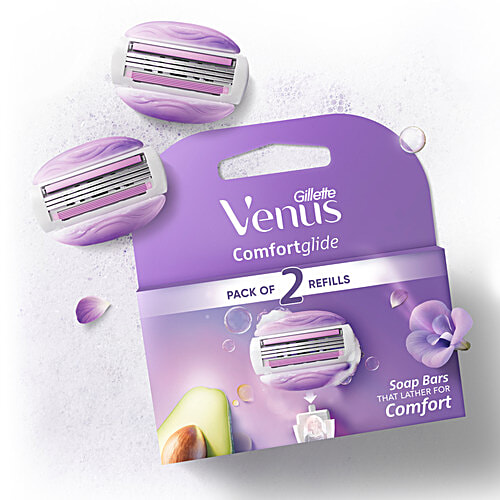 Gillette Venus Breeze Hair Removal Razor Blade/Refill - Gel Bar With Avocado Oils & Freecia Scent, 2 pcs  