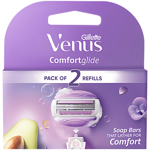 Gillette Venus Breeze Hair Removal Razor Blade/Refill - Gel Bar With Avocado Oils & Freecia Scent, 2 pcs  