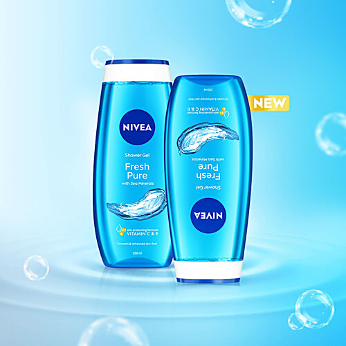 Nivea Fresh Pure Shower Gel - Sea Minerals & Aquatic Scent, Refreshing, Moisturising, 250 ml