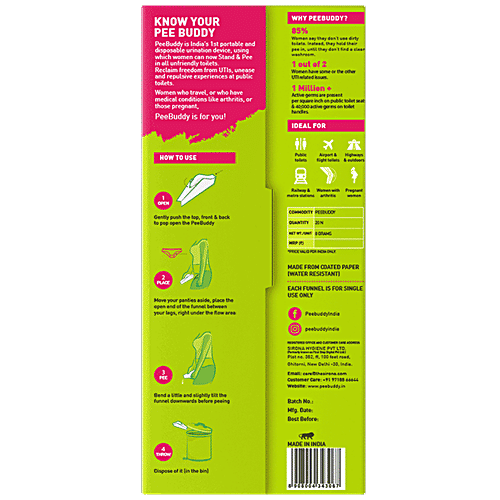 Peebuddy Funnels Disposable Female Urination Device for Women | Portable, Leak-proof Stand and Pee Funnels for Women, Girls| Public Toilets, Travel, Camping, Hiking and Outdoor Activities, 20 pcs  Water Resistant