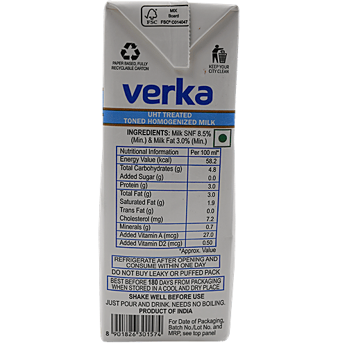 Buy Verka Life UHT Toned Milk Online at Best Price bigbasket