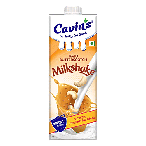 Cavins Kaju Butterscotch Milkshake - With Zinc, Vitamin A & D Added, Supports Immunity, 1 L Rich Source of Protein, Calcium, Minerals