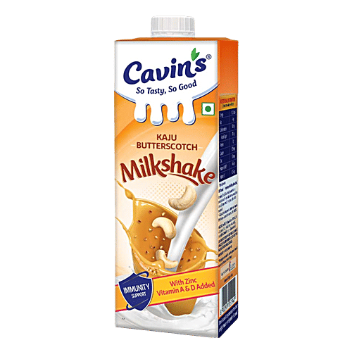 Cavins Kaju Butterscotch Milkshake - With Zinc, Vitamin A & D Added, Supports Immunity, 1 L Rich Source of Protein, Calcium, Minerals