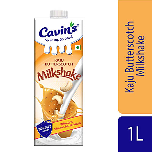 Cavins Kaju Butterscotch Milkshake - With Zinc, Vitamin A & D Added, Supports Immunity, 1 L Rich Source of Protein, Calcium, Minerals
