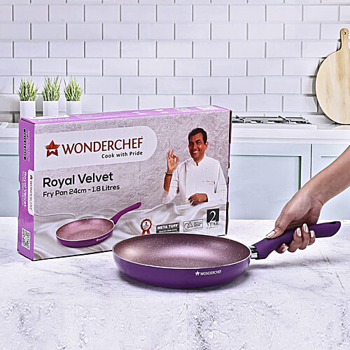 Wonderchef Royal Velvet Non-Stick Aluminium Fry Pan - 5 Layer, 24 cm, 3 mm, 1.8 l  PFOA Free