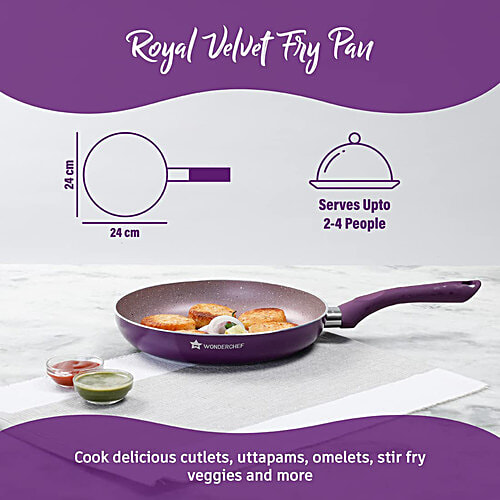 Wonderchef Royal Velvet Non-Stick Aluminium Fry Pan - 5 Layer, 24 cm, 3 mm, 1.8 l  PFOA Free