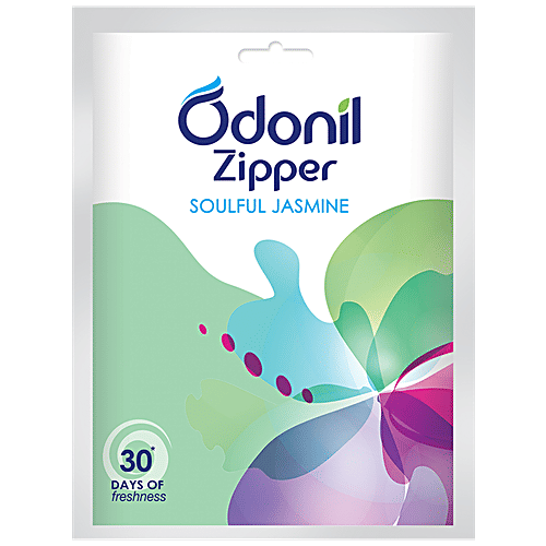 Buy Odonil Zipper Bathroom Air Freshener Soulful Jasmine 10 gm Online