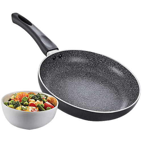Prestige Omega Deluxe Granite Non-stick Round Base 28 cm Fry Pan - Black, 3 L PFOA Free