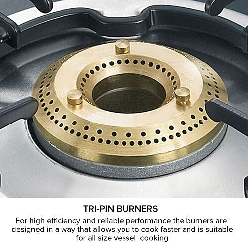 Prestige Gas Stove - 3 Burner, Marvel Glass Tables, GTM03L, Black 40172, 1 pc  