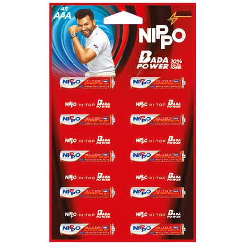 Nippo Zinc Carbon Battery - Hi-Top, AAA, 1.5 V, Blister Pack, 10 pcs  