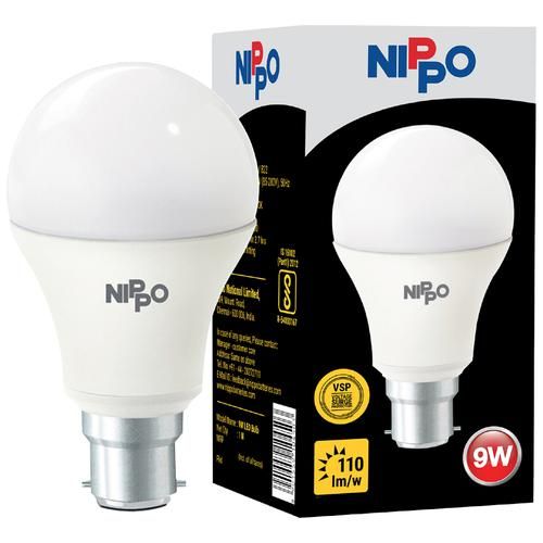 Nippo LED Bulb - Cool Daylight White, Round, 9 Watts, B22 Base, 1 pc  Extra Long Life
