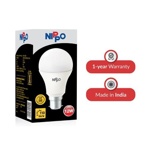 Nippo LED Bulb - Cool Daylight White, Round, 12 Watts, B22 Base, 1 pc  