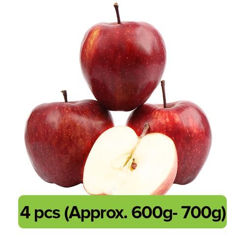 Fresho Apple - Red Delicious, Premium, 4 pcs (Approx. 600g -700g) 