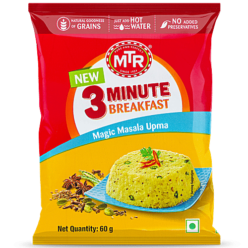 MTR 3 Minute Breakfast - Magic Masala Upma, 60 g Pouch 