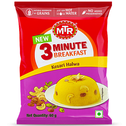 MTR 3 Minute Breakfast - Kesari Halwa, 60 g Pouch 