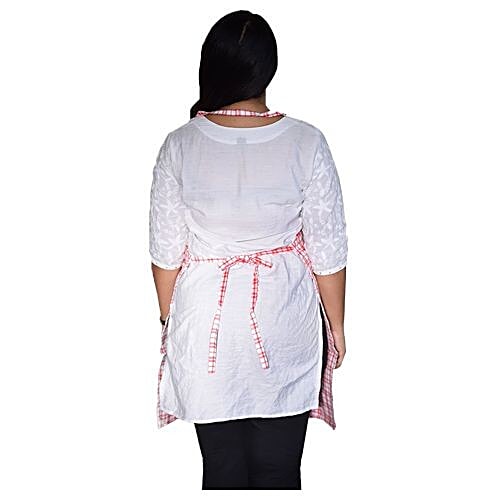 Buy Adithya Cotton Kitchen Checked Apron Free Size 1 Pc Online At Best