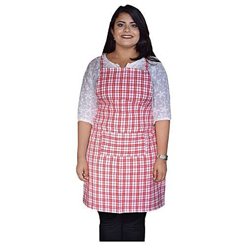 Buy Adithya Cotton Kitchen Checked Apron Free Size 1 Pc Online At Best