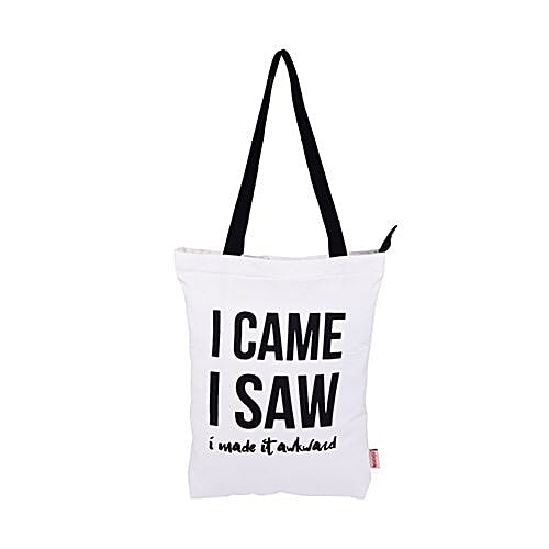 Buy Nostaljia Canvas Cloth Tote Bag with Pocket Zip Closer NCTBP28