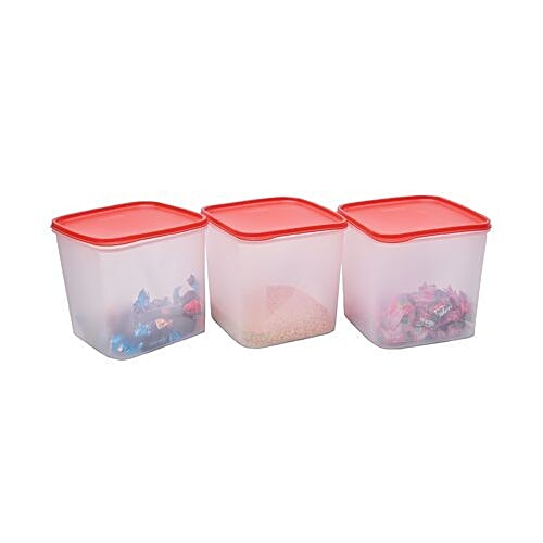 Buy Mahaware Space Saver Modular Cubix Storage Container Square With Red Lid Medium 44 Ltr