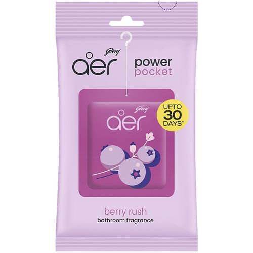 Godrej Aer Power Pocket - Long Lasting Bathroom Fragrance, Berry Rush, 10 g  Upto 30 Days, Germ Protection