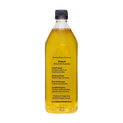 Daana Single Origin Organic Sunflower Oil (Cold Pressed), 1ltr  