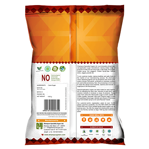 Dhampur Green Breakfast Sugar/Sakkare (Made From CaneSugar), 1 kg  