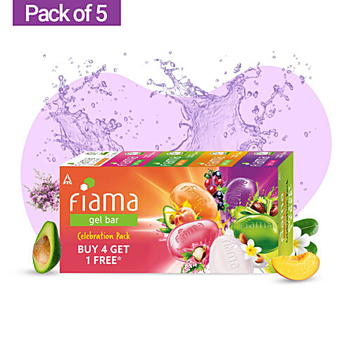 Fiama Assorted Fragrances Gel Bar, 625 g (Buy 4 Get 1 Free) (125 g each) 