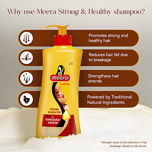 Meera Strong & Healthy Shampoo - With Kunkudukai & Badam, Nourishes & Cleanses Scalp, For Men & Women, 650 ml  