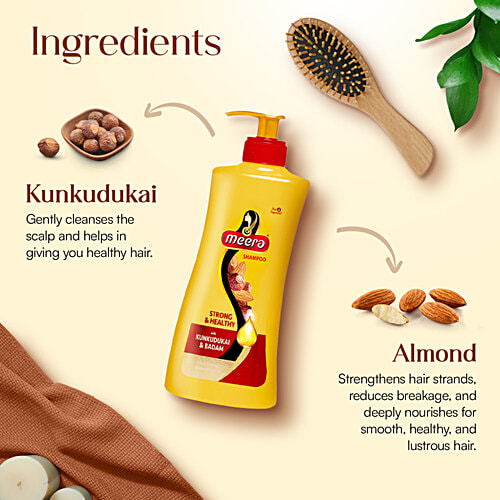 Meera Strong & Healthy Shampoo - With Kunkudukai & Badam, Nourishes & Cleanses Scalp, For Men & Women, 650 ml  