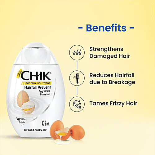 Chik Protein Solutions Hairfall Prevent Shampoo - With Egg White, For Thick & Healthy Hair, For Men & Women, 175 ml