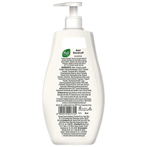 Nyle Naturals Anti-Dandruff Shampoo - With Curd & Lemon, 400 ml Gentle & Soft