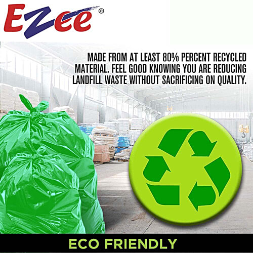 Ezee Premium L Biodegradable Garbage Bags - With Detachable Tie Tapes, 61 X 81 cm, 15 pcs