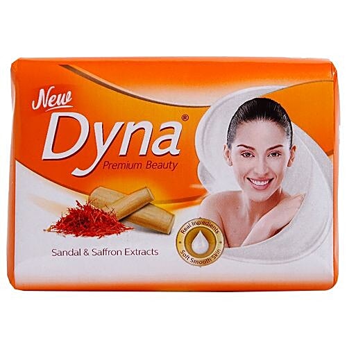 Dyna Premium Beauty Sandal & Saffron Extract Bath Soap, 76% TFM , Made from 100% Vegetable Oils, 125 g (Pack of 4) 76% TFM , Made from 100% Vegetable Oils
