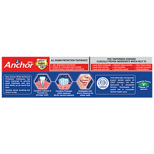 Anchor All Round Protection Toothpaste - With Calcium, Fluoride & Active Micro Cleaners, Helps Strengthen Teeth, 100 g (Get Toothbrush Free) All Round Protection