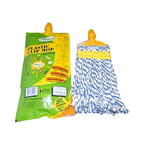 Magix Plastic Clip Mop - Colour, 1 pc 4 Feet Rod With 6 Inch Clip 