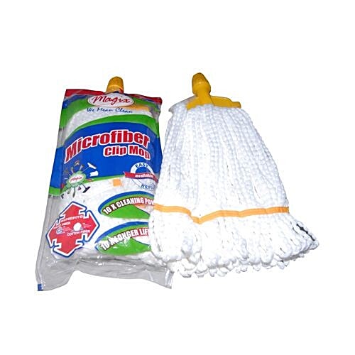 Magix Clip Mop Microfibre - Plastic Clip & 122 cm Metal Rod With 15 cm Clip, Refill, Yellow, 1 pc  