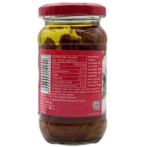 GreenTokri Sun Dried Tomato In Oil, 180 g Jar No Preservatives, No Taste Enhancers, Nor Colors Added