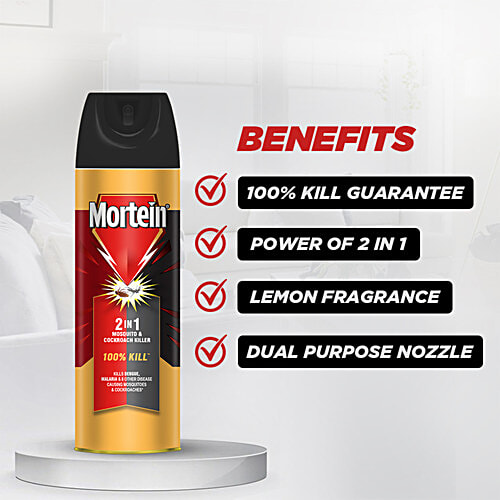Mortein 2- in-1 Mosquitoe & Cockroache Spray, 200 ml  Kill
 Dual Purpose Nozzle