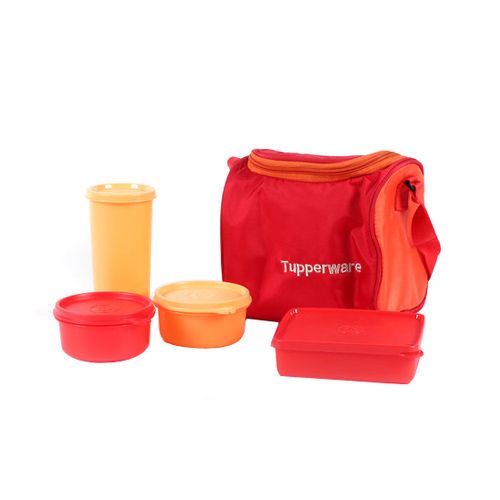 Buy Tupperware Lunch Box With Insulated Bag Red 5 Pcs Online At Best ...