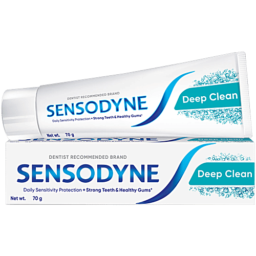 Sensodyne Deep Clean Toothpaste, 70 g Daily Sensitivity Protection, Strong Teeth & Healthy Gums
