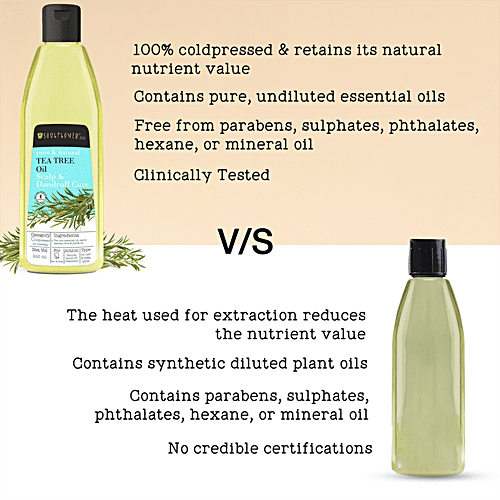 Soulflower Tea Tree Oil - For Dry Damaged Hair,  Anti Dandruff, Cold Pressed, 100% Pure, 225 ml  100% Pure, Natural & Vegan