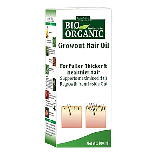 Indus Valley Bio-Believe-In-Organic Growout Hair Oil - For Fuller, Thicker & Healthier Hair, 100% Natural, Free From Chemicals, 100 ml  Free From Chemicals