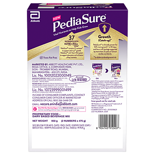 Pediasure Vanilla Nutrition Drink Mix 2 to 6 Years, 950 g Box 